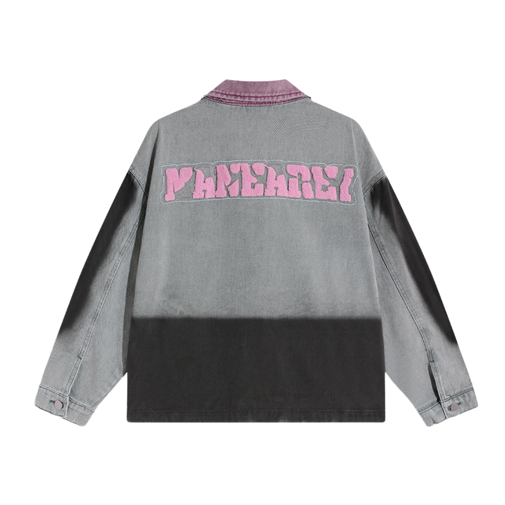 Gradient Lapel Embroidered Work Jacket