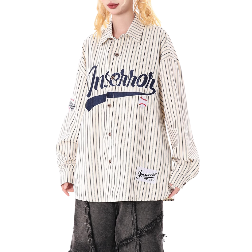 Vintage Baseball Letters Embroidered Shirt