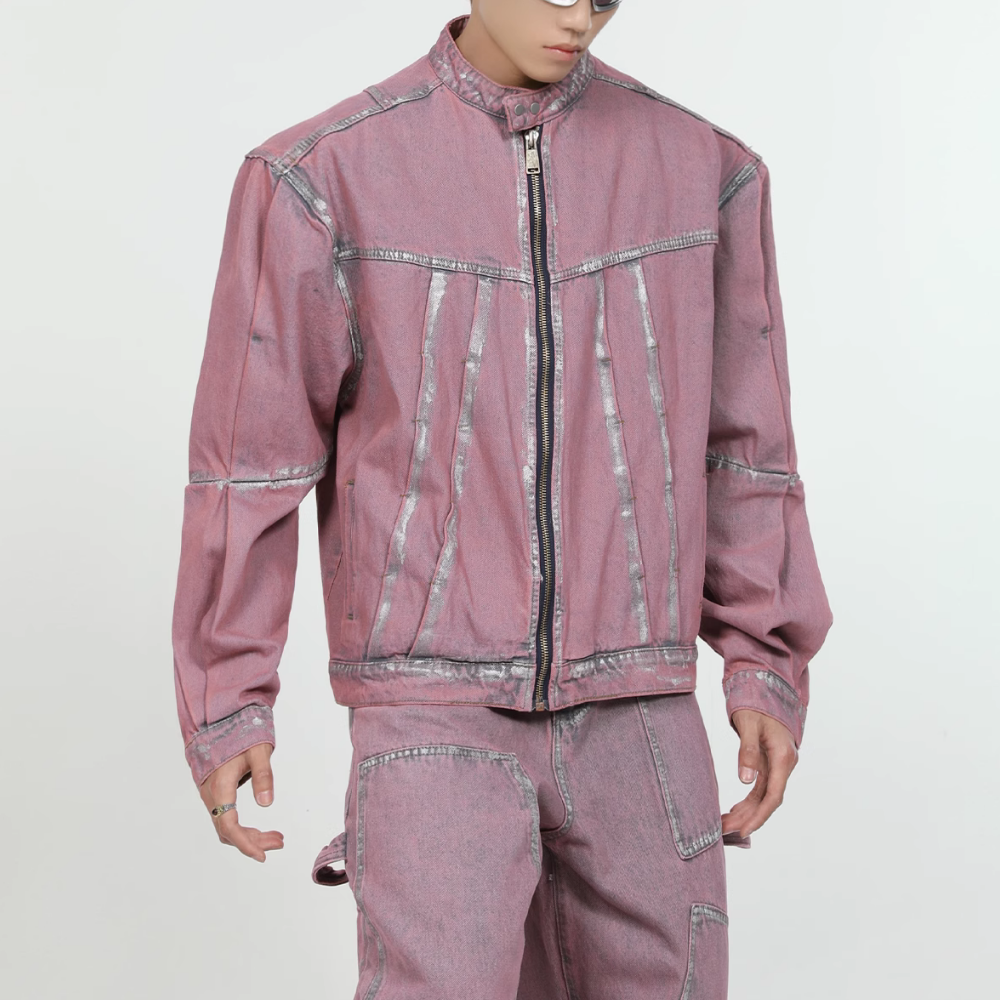 High Street Painted Pleated Denim Jacket