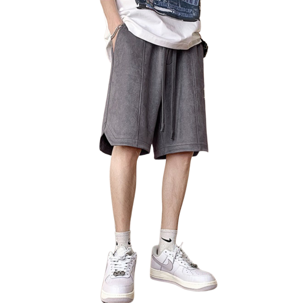 Urban Versatile Letter Suede Shorts