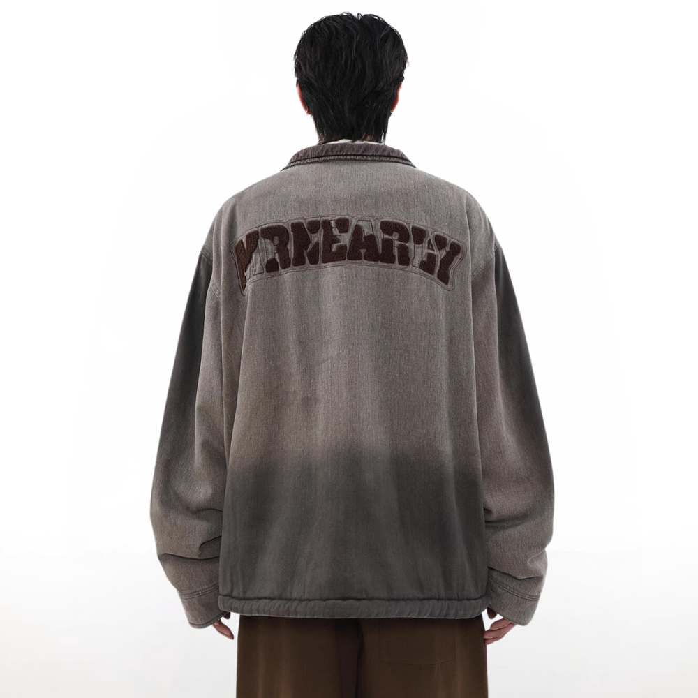 Gradient Lapel Embroidered Work Jacket