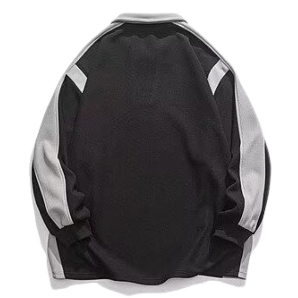 Retro Zipped Waffle Contrast Polo Sweatshirt