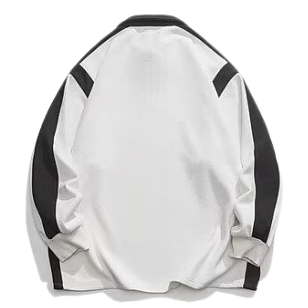 Retro Zipped Waffle Contrast Polo Sweatshirt