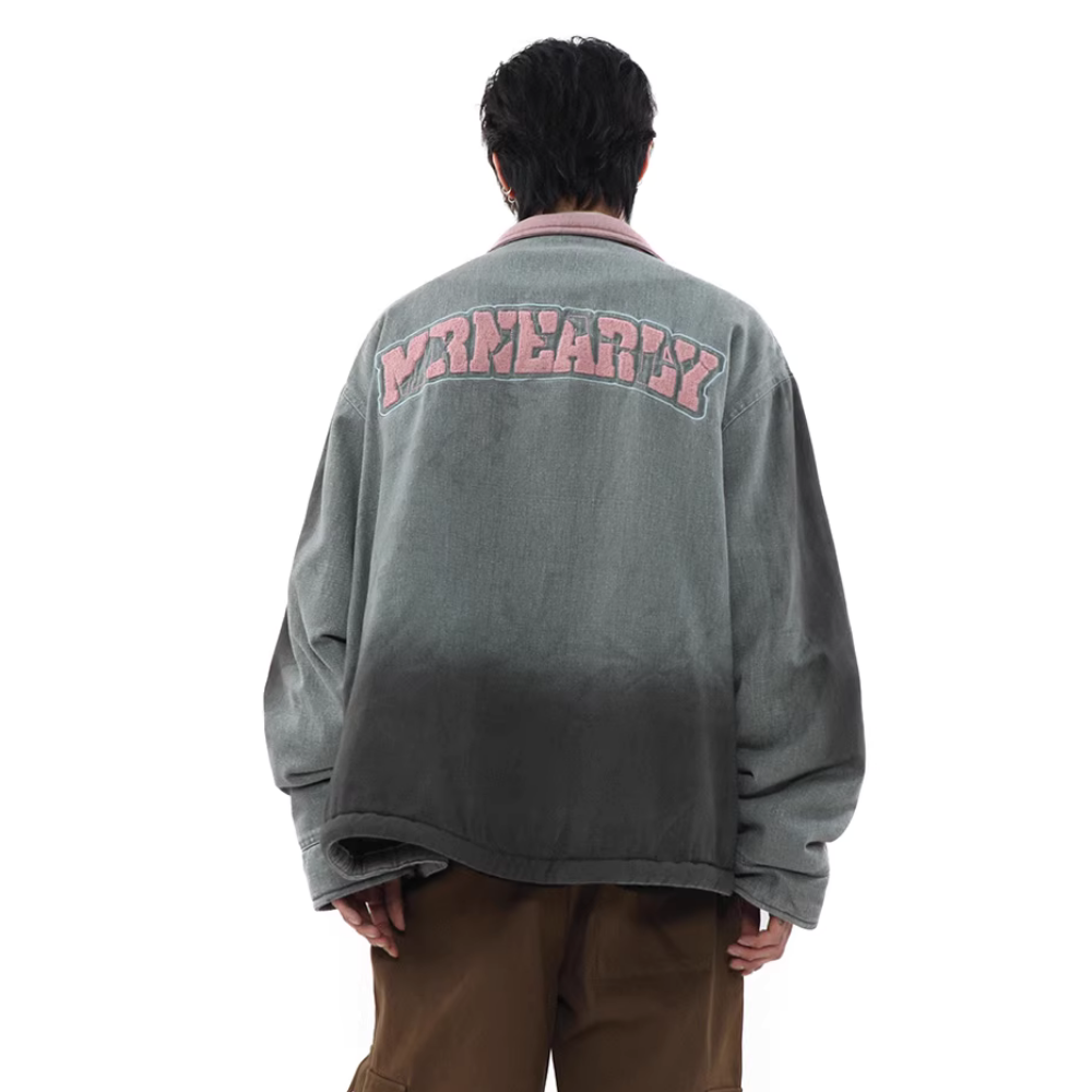 Gradient Lapel Embroidered Work Jacket