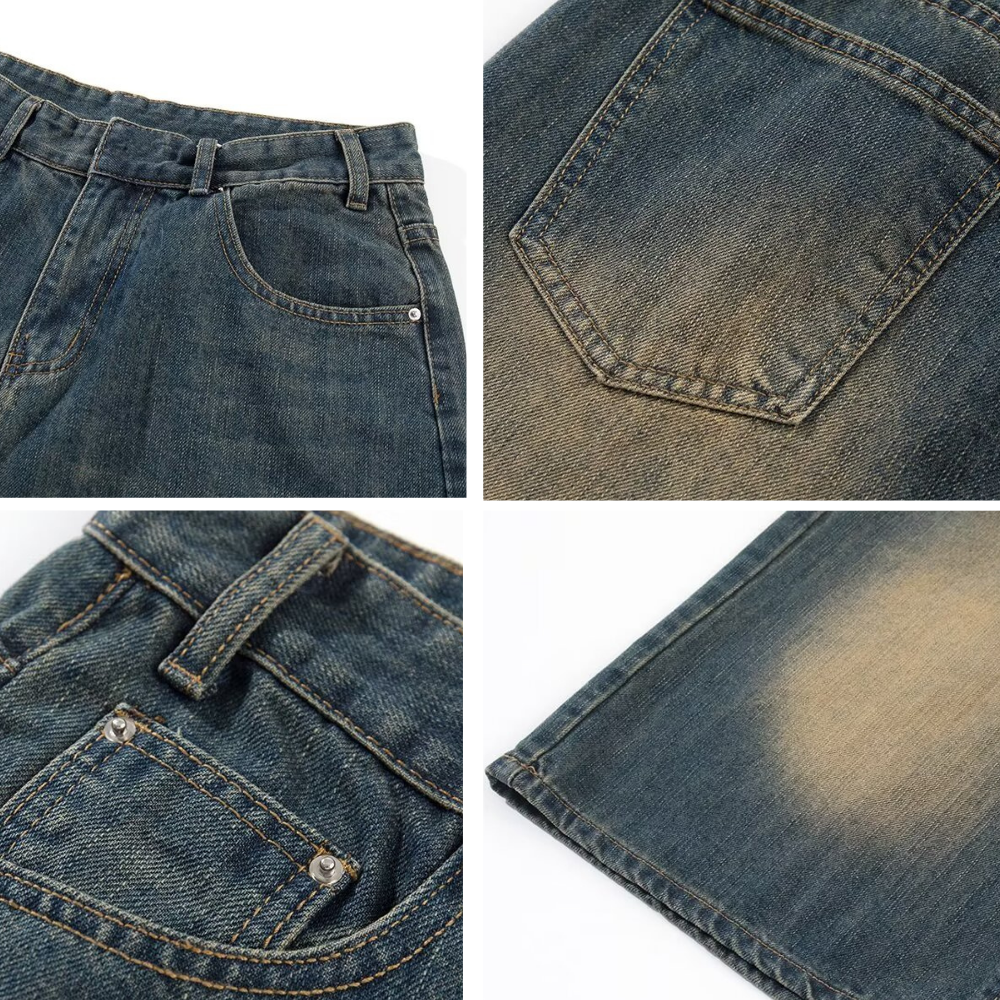 Retro Distressed Denim Shorts