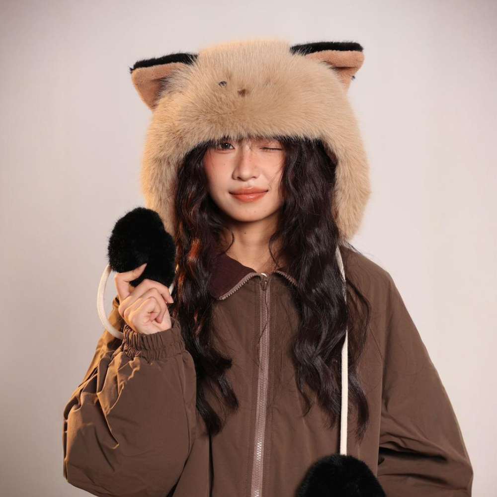 Raccoon Windproof Plush Hat