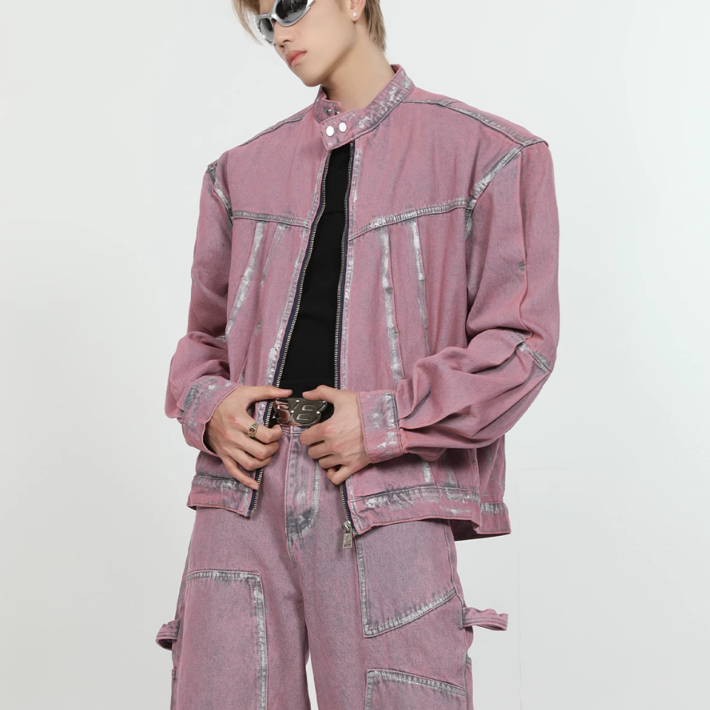 High Street Painted Pleated Denim Jacket
