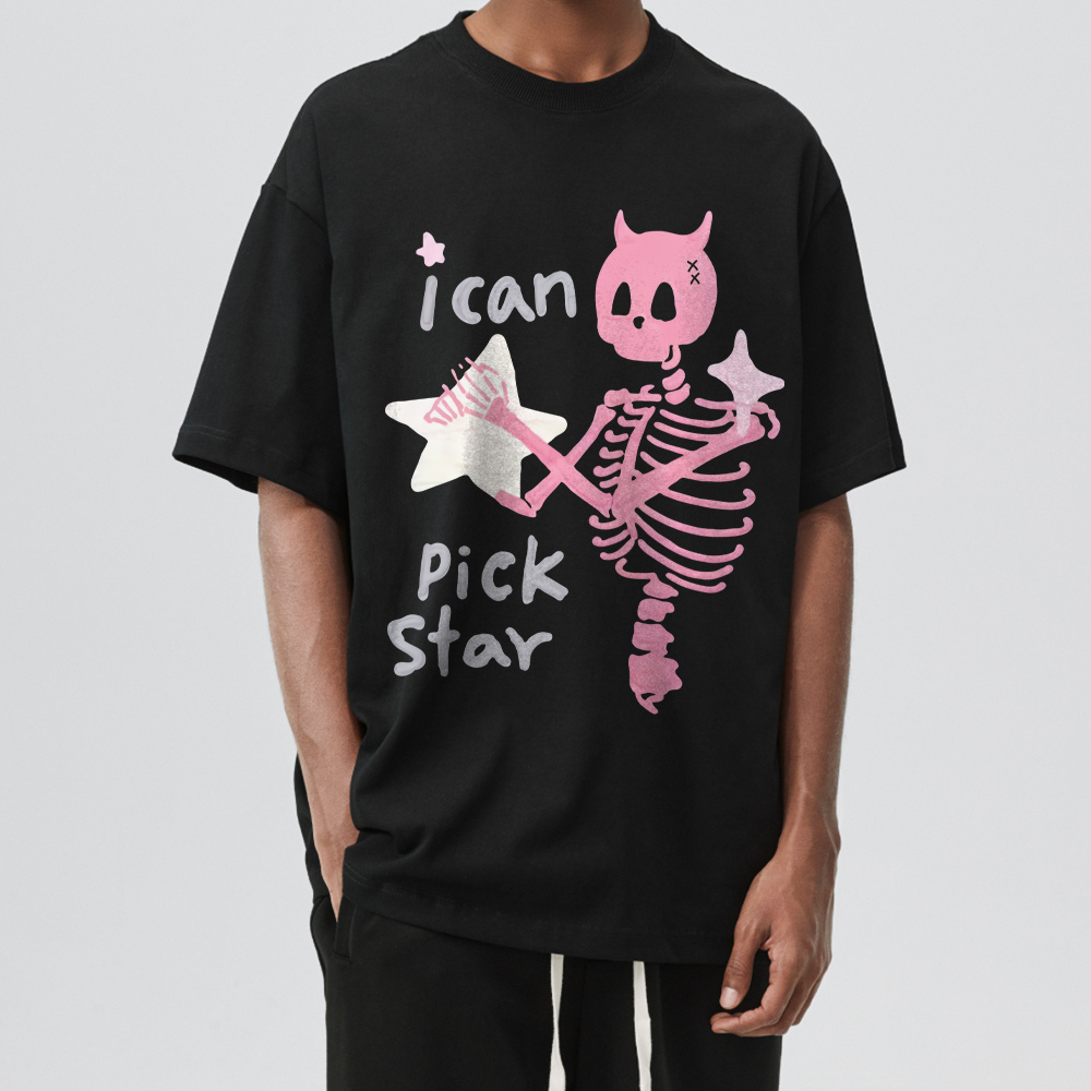 Dark Skull Star Print T-Shirt