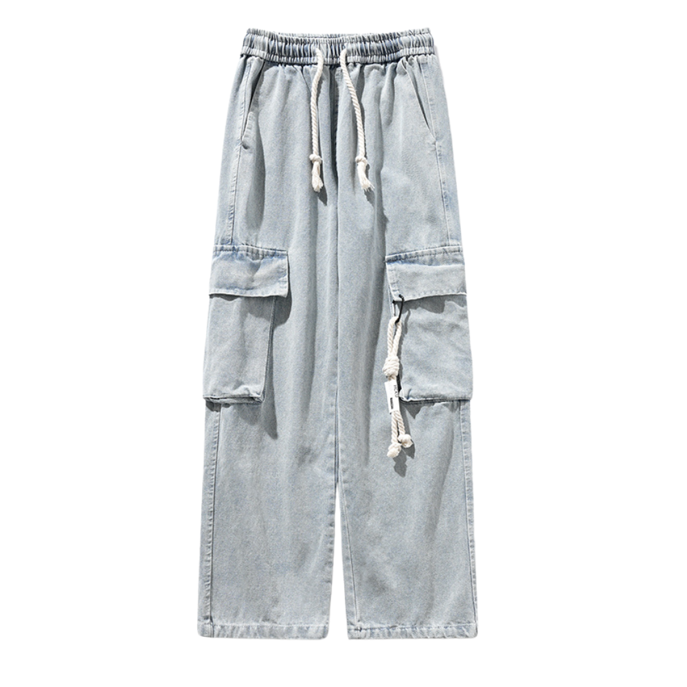 American Retro Large Pocket Sling Wide Leg Jeans