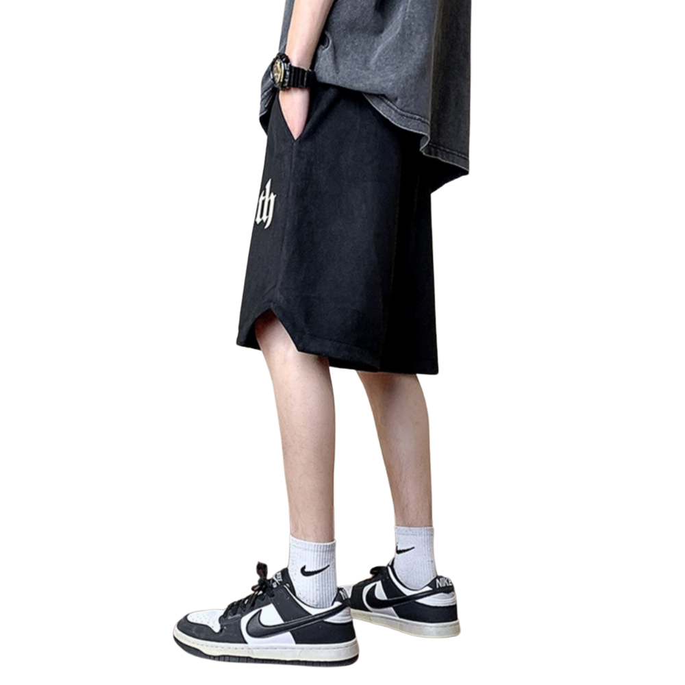 Urban Versatile Letter Suede Shorts