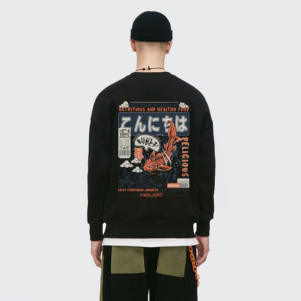 Fierce Fish Print Cotton Sweatshirt