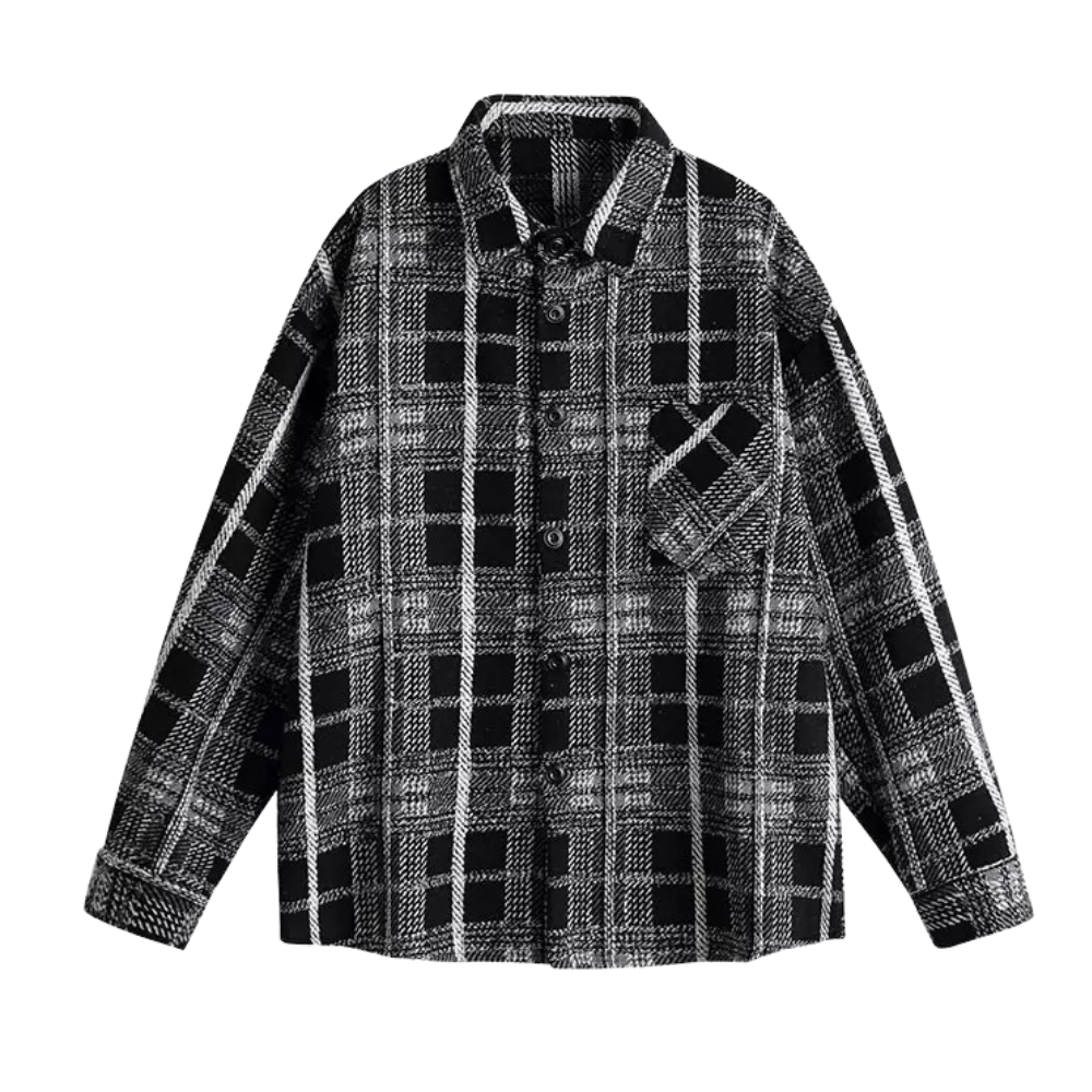 Retro Pocket Striped Plaid Shirt