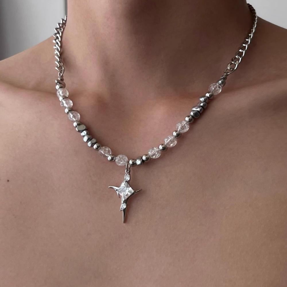 American Ball Bead Clavicle Star Necklace