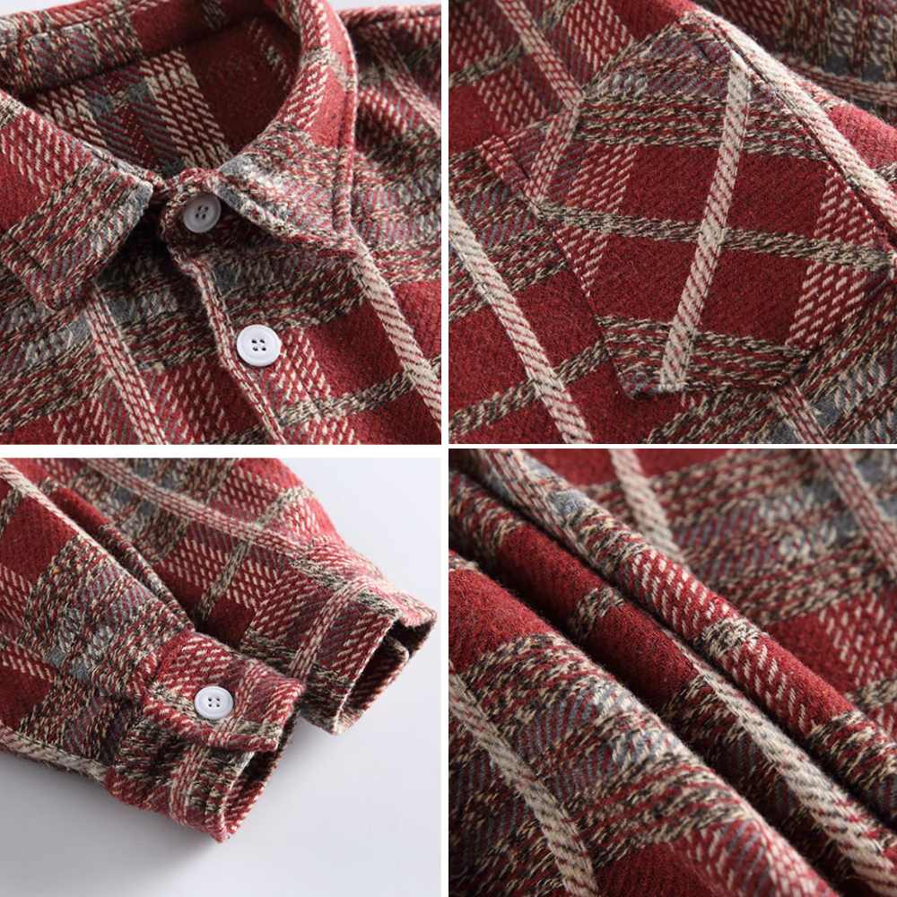 Retro Pocket Striped Plaid Shirt