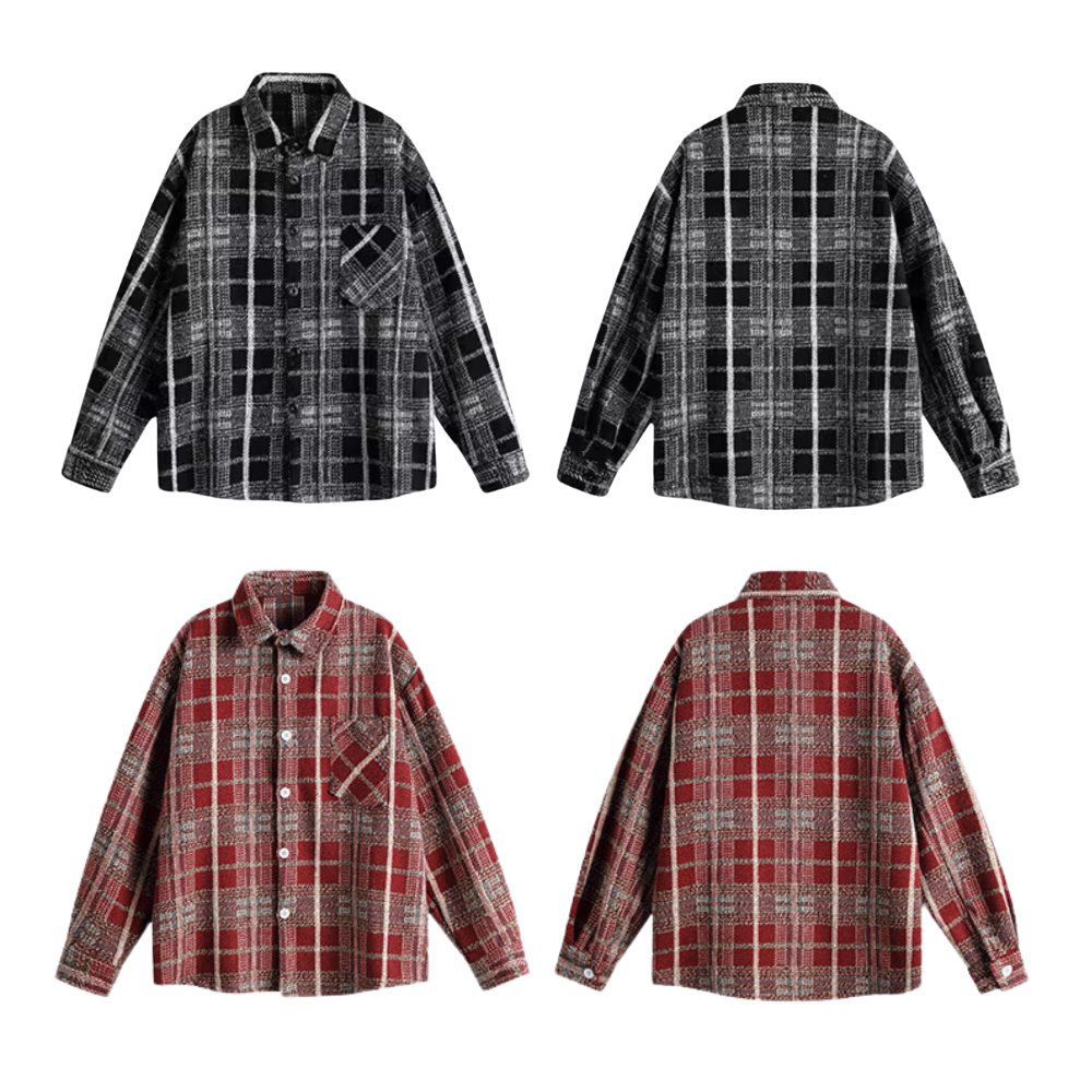 Retro Pocket Striped Plaid Shirt