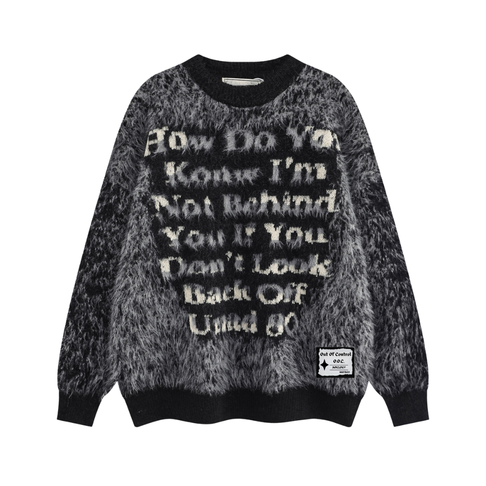OOC' Vintage Letter Jacquard Loose Crewneck Sweater