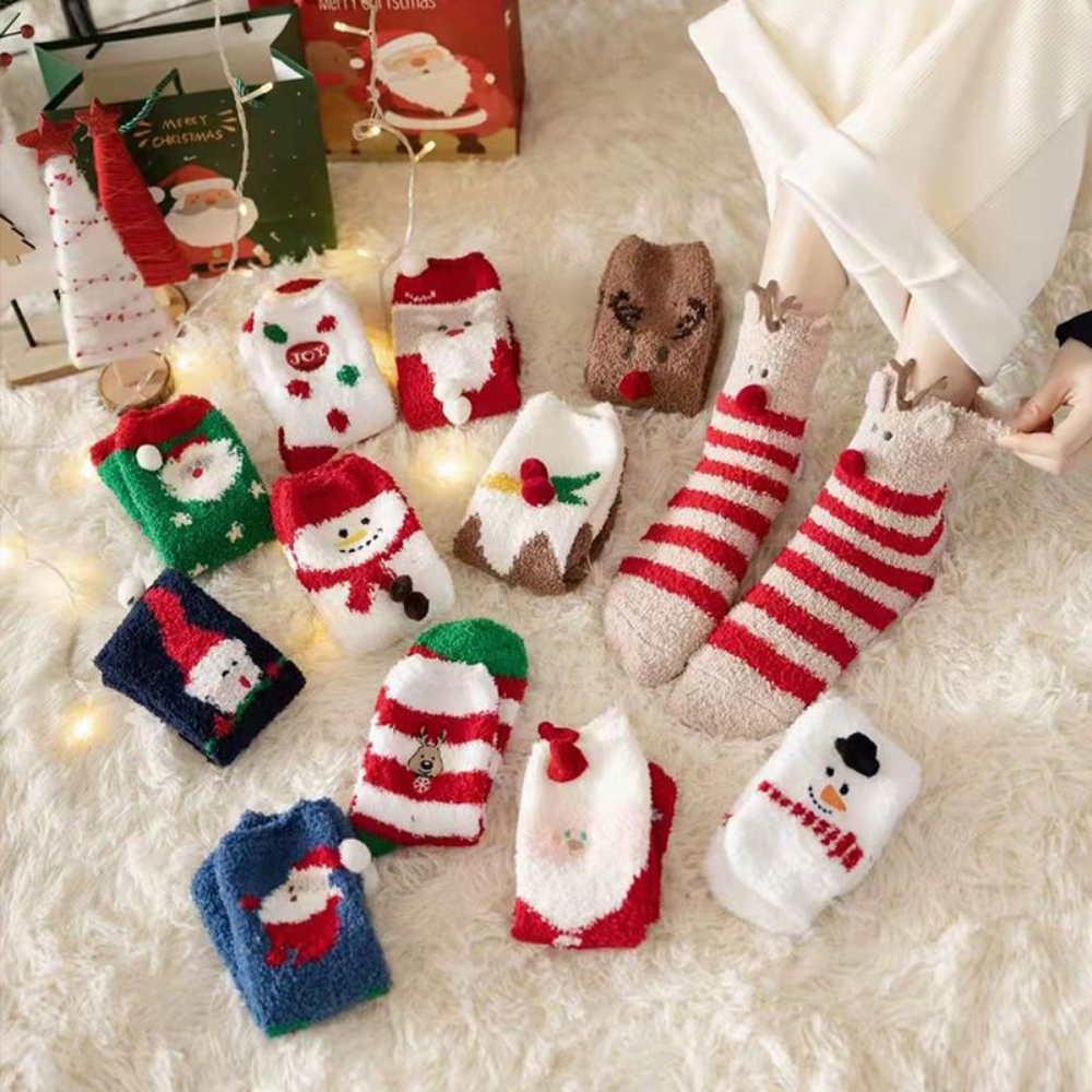 Contrast Color Coral Fleece Socks