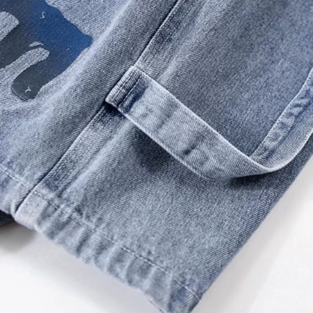 Street Loose Letter Print Denim Shorts