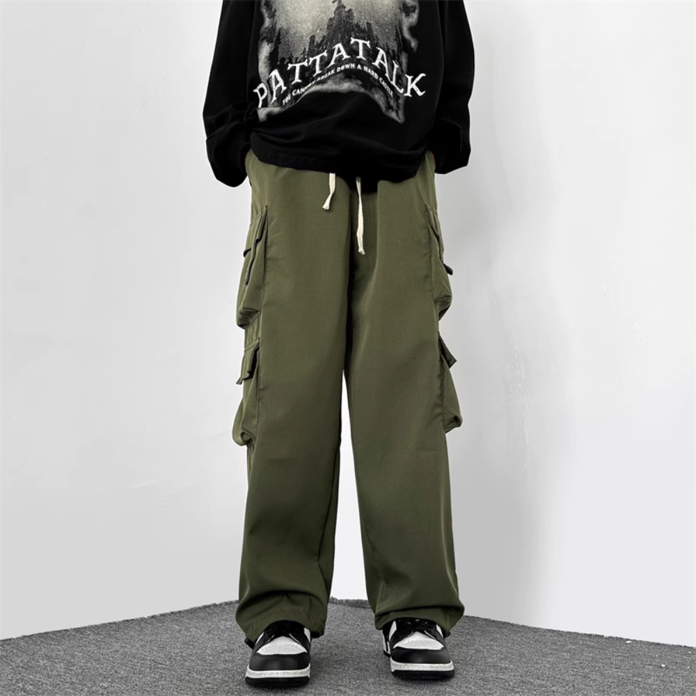 American Cotton Wide-Leg Hiking Cargo Pants