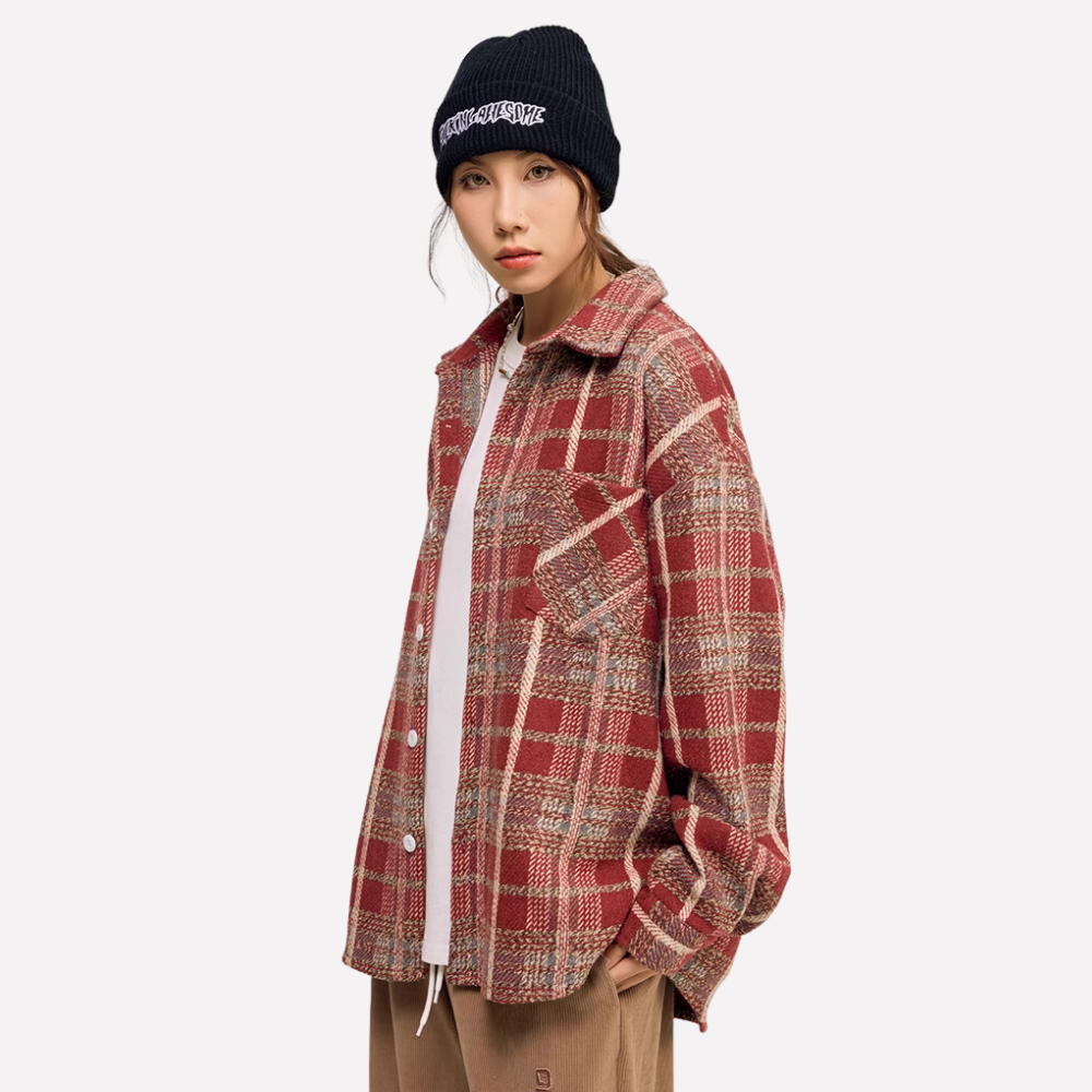 Retro Pocket Striped Plaid Shirt