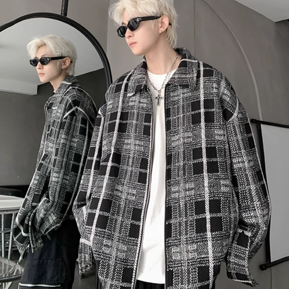 Retro Pocket Striped Plaid Shirt