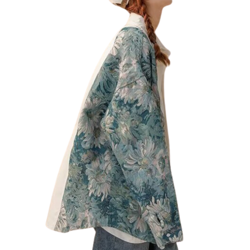 Floral Embroidery Patchwork Long Sleeves Shirt