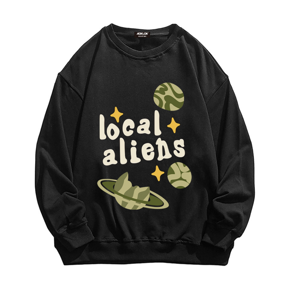 Local Aliens Print Cotton Sweatshirt
