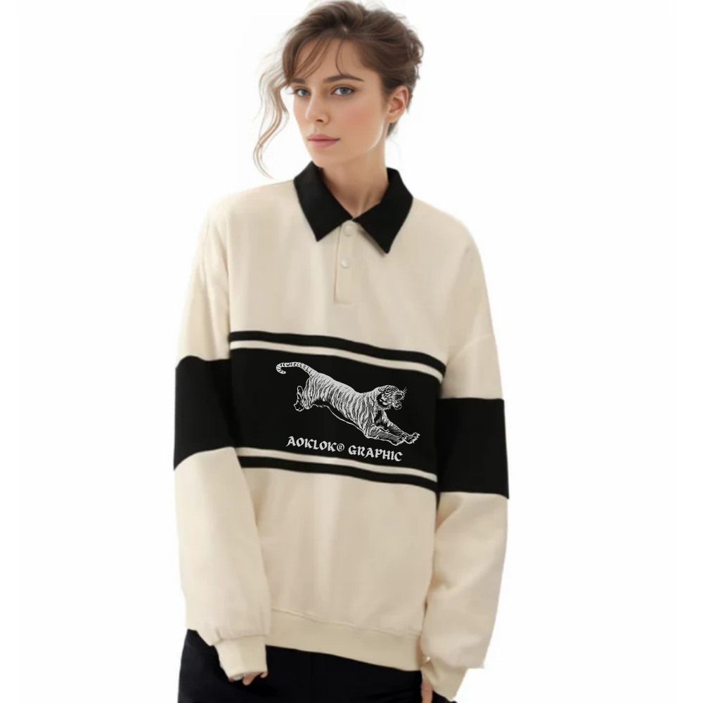 AG Tiger Contrasting Polo Sweatshirt