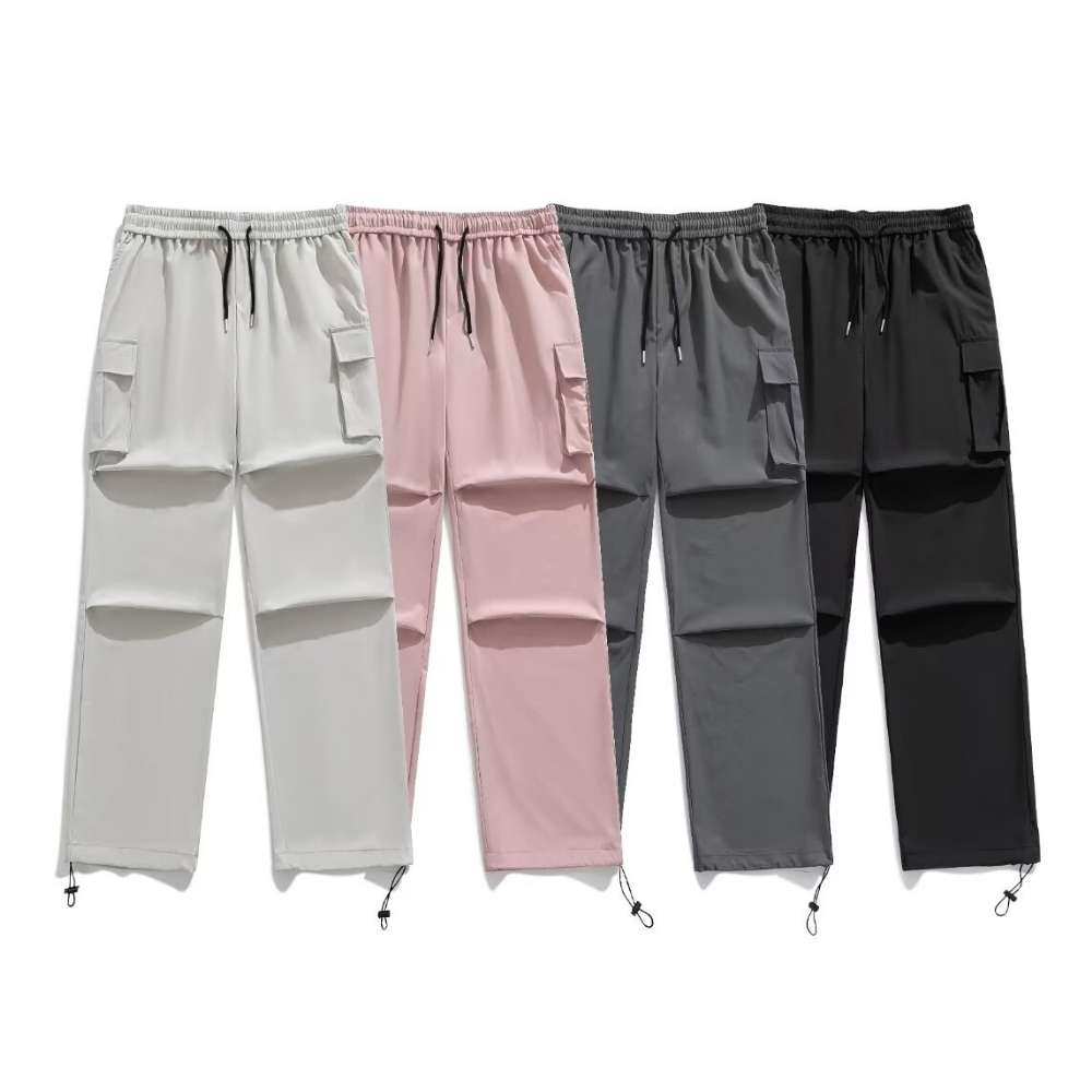 Technical Pleated Drawstring Pocket Cargo Pants