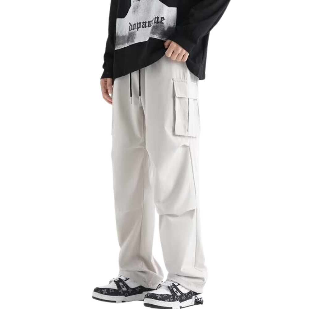Technical Pleated Drawstring Pocket Cargo Pants