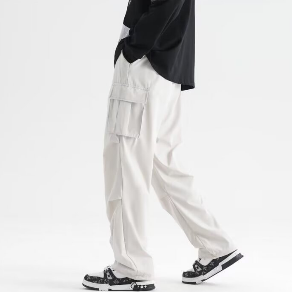 Technical Pleated Drawstring Pocket Cargo Pants