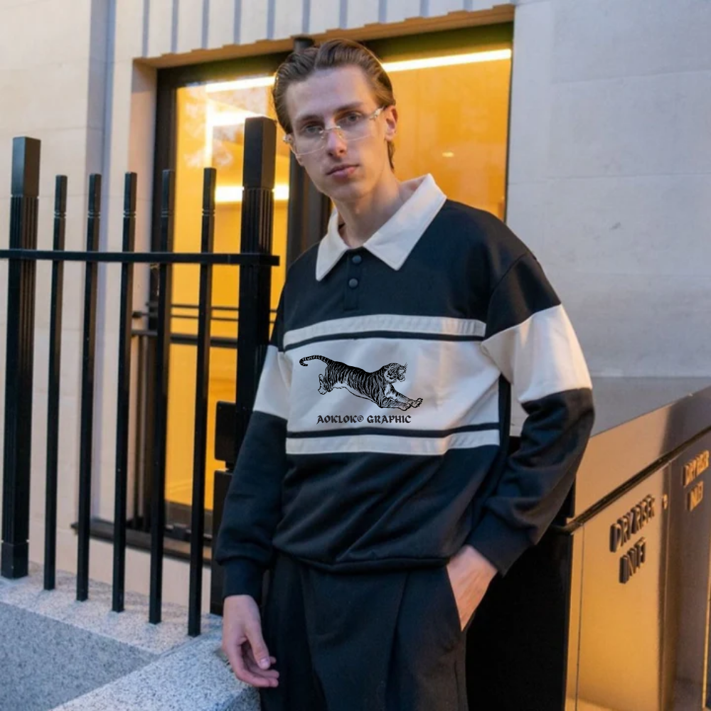 AG Tiger Contrasting Polo Sweatshirt