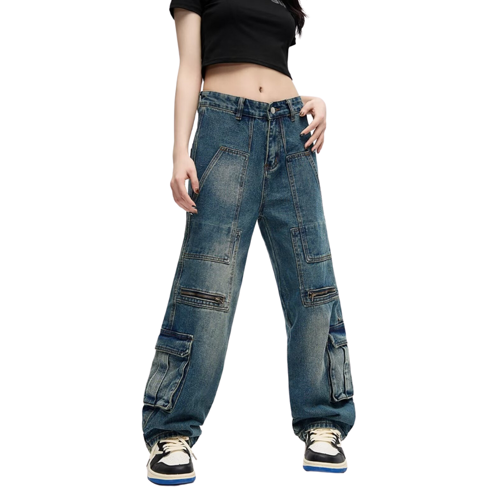 Urban Minimalist Multi-Pocket Jeans