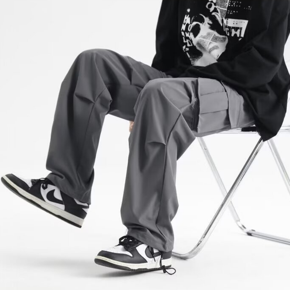 Technical Pleated Drawstring Pocket Cargo Pants