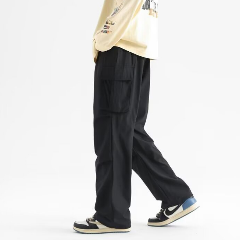Technical Pleated Drawstring Pocket Cargo Pants