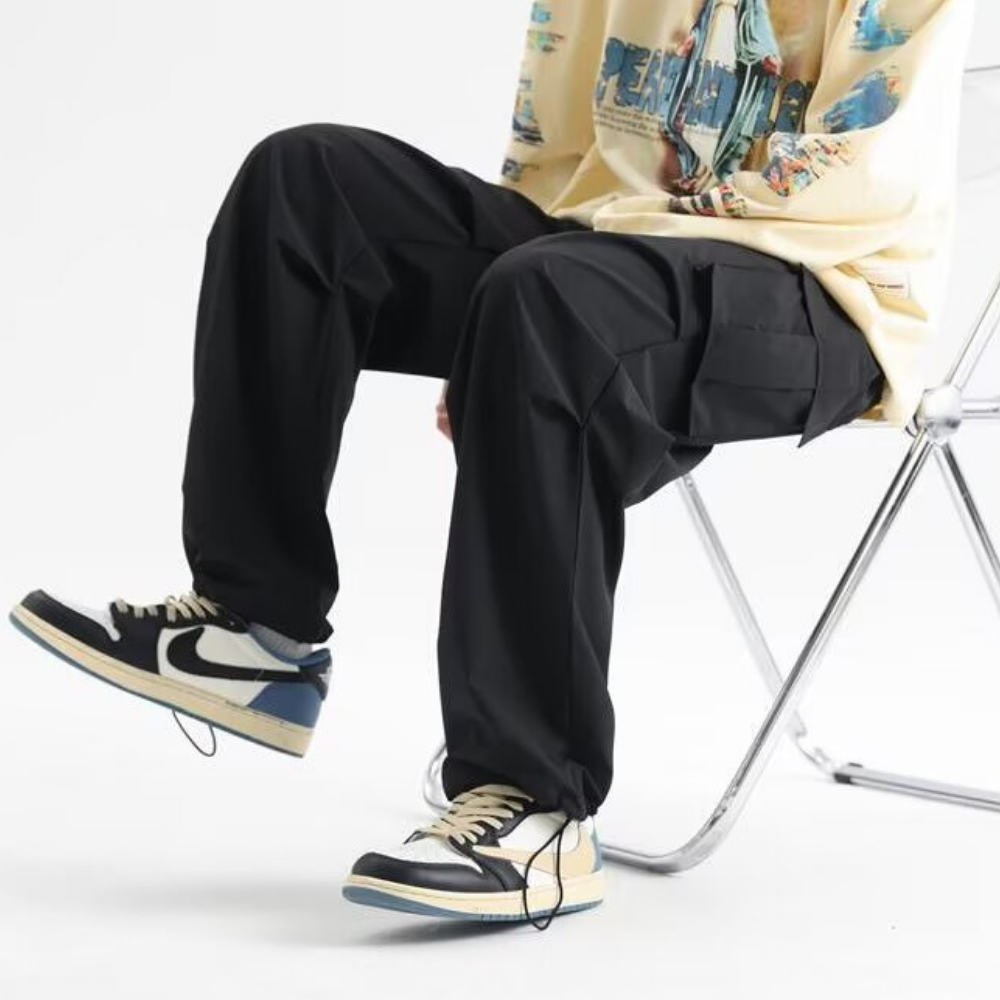 Technical Pleated Drawstring Pocket Cargo Pants