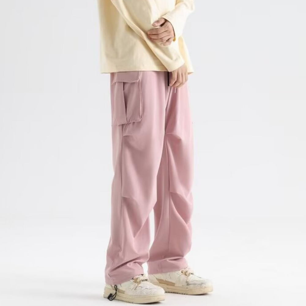 Technical Pleated Drawstring Pocket Cargo Pants