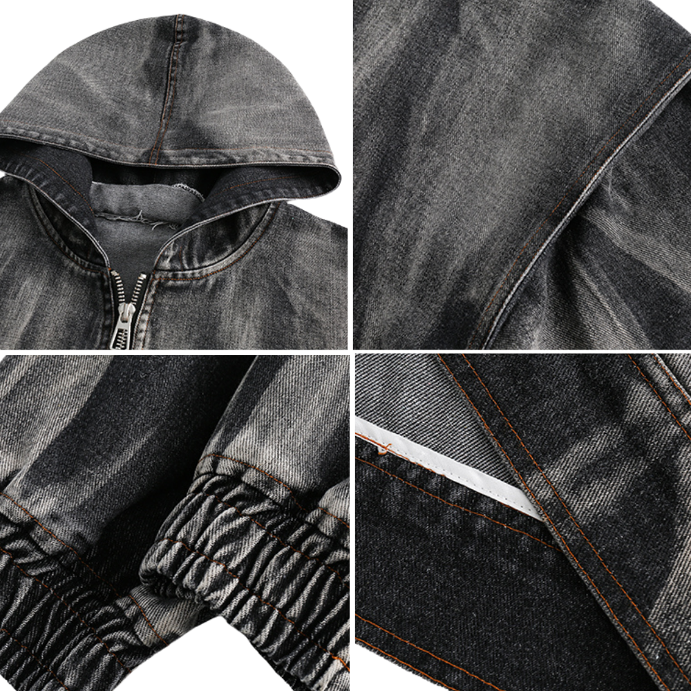 Tie-Dye Ombre Hooded Denim Jacket