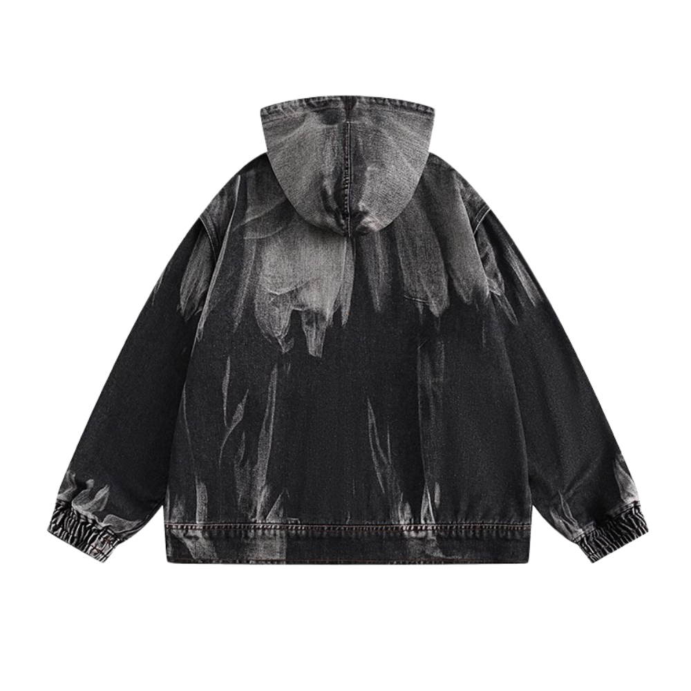 Tie-Dye Ombre Hooded Denim Jacket
