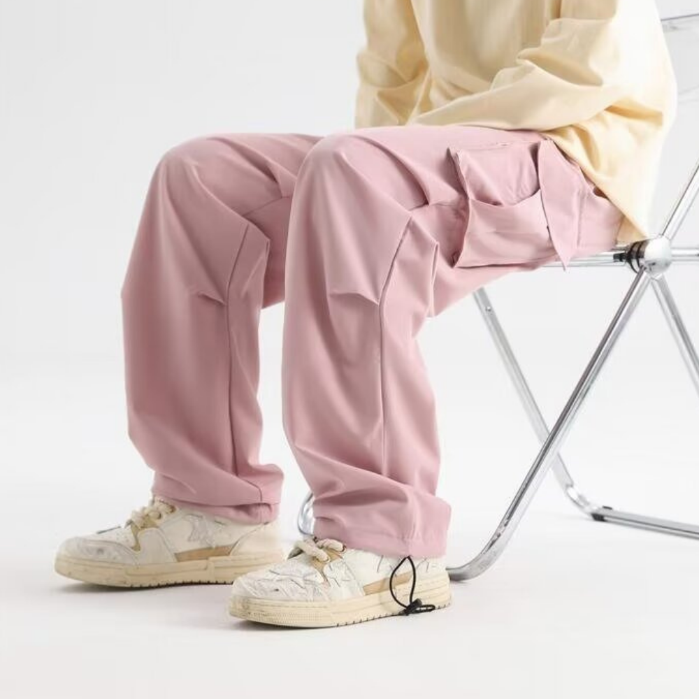 Technical Pleated Drawstring Pocket Cargo Pants