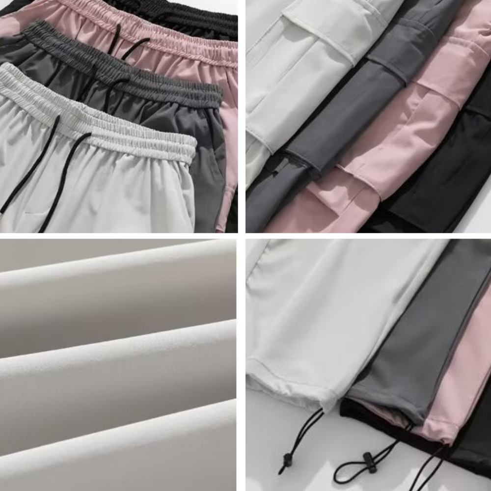 Technical Pleated Drawstring Pocket Cargo Pants
