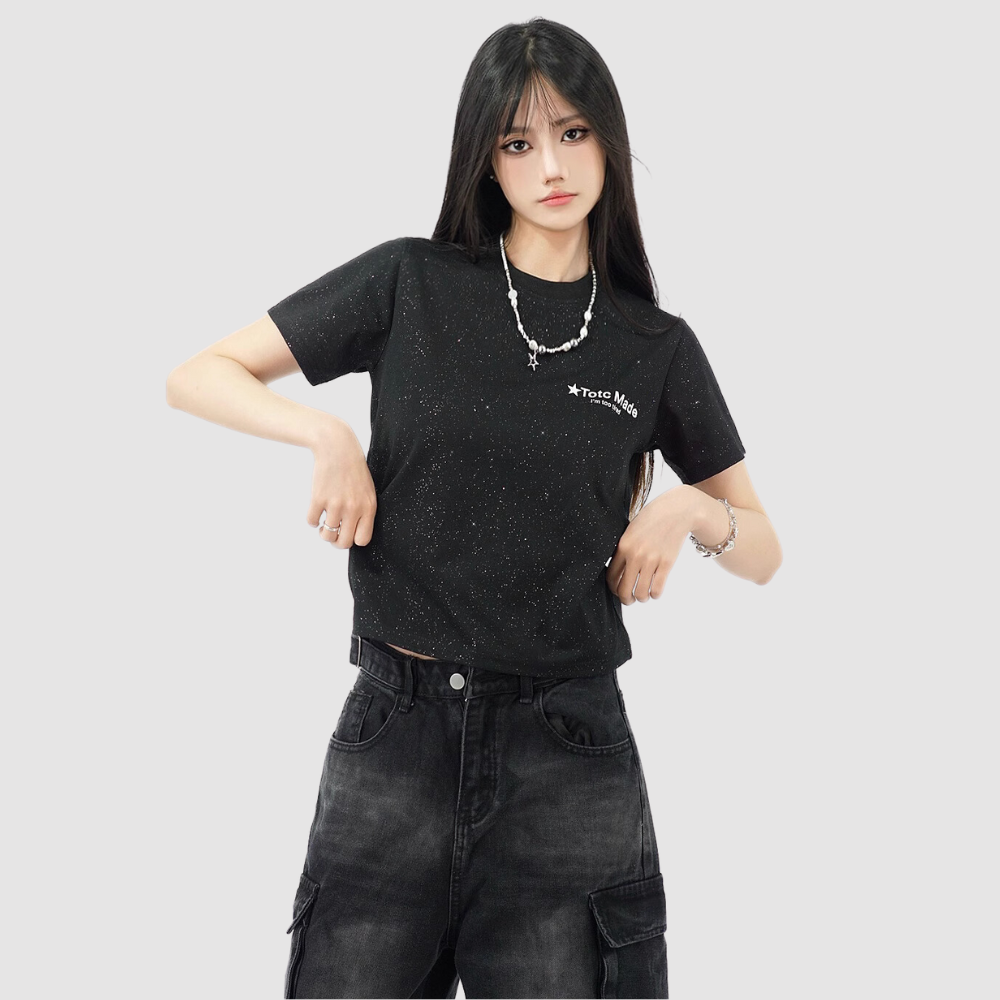 Casual Sequined Gypsophila T-shirt