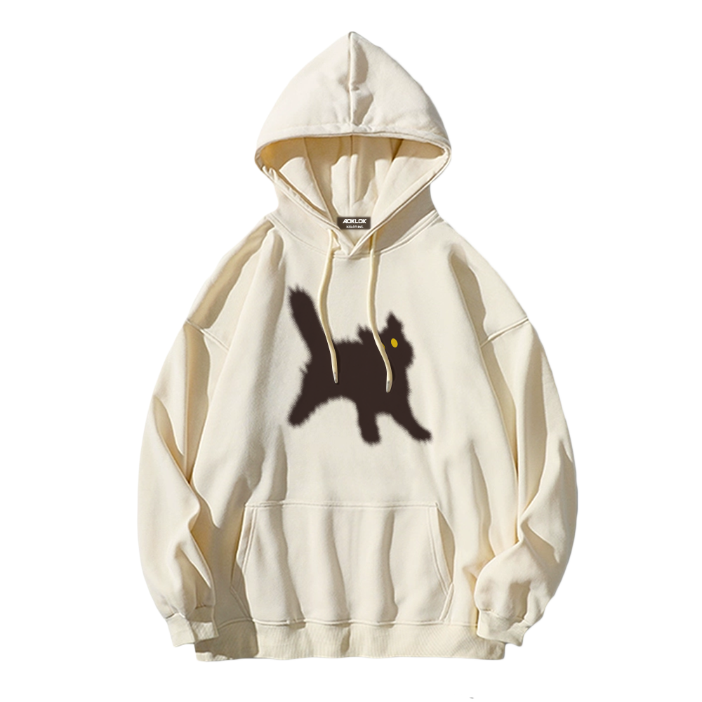 Minimal Angry Kitten Cotton Hoodie