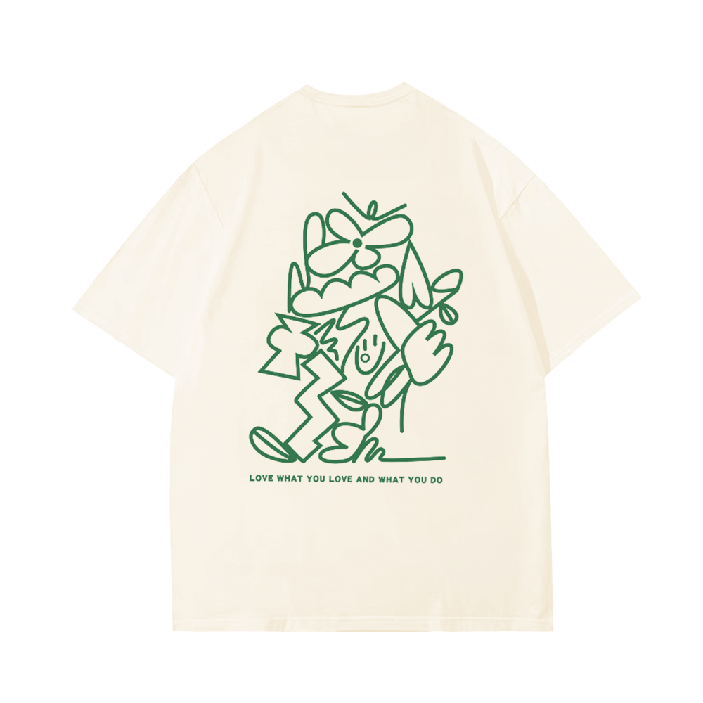 Chic Green Line Flower T-Shirt