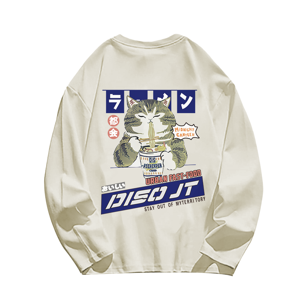 Japanese Greedy Cat Long Sleeve Shirt