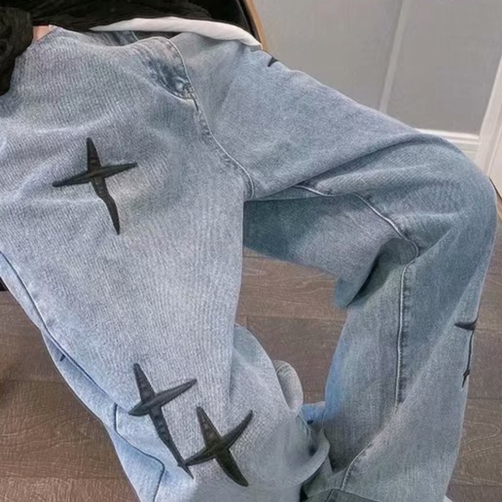 Urban Cross Graphic Straight Leg Jeans