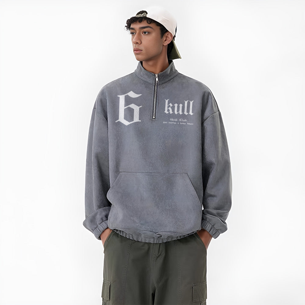 6Kull Street Bone Wing Zipper Sweatshirt