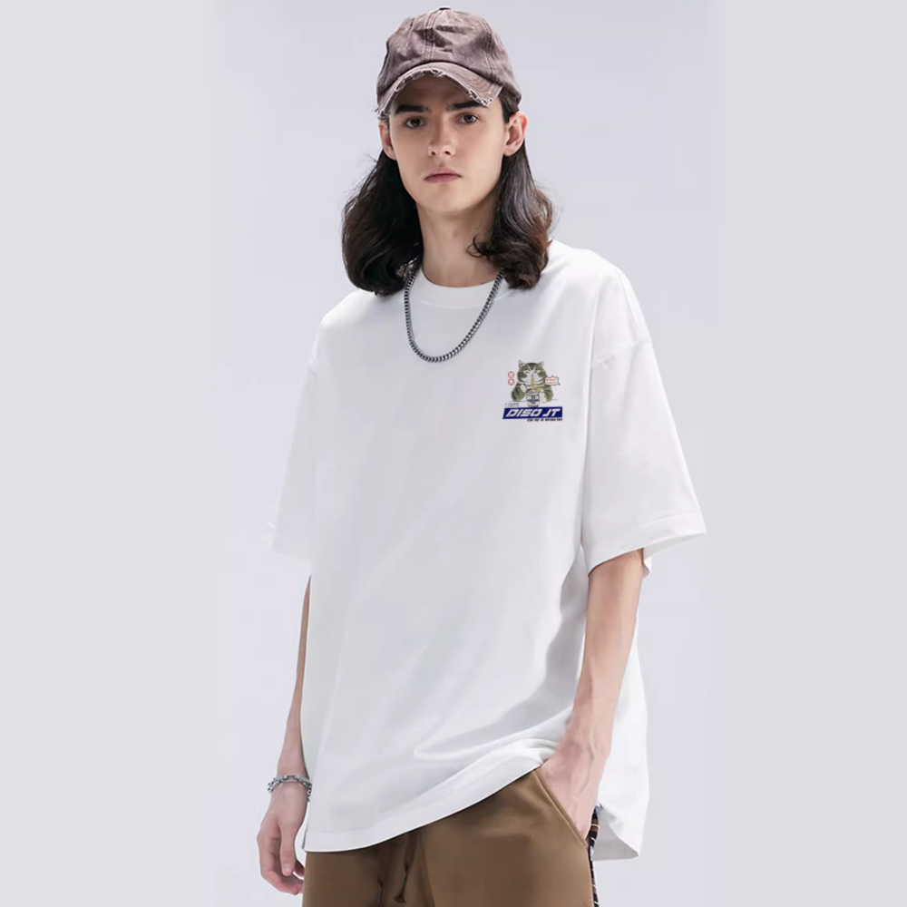 Japanese Greedy Cat Print T-shirt