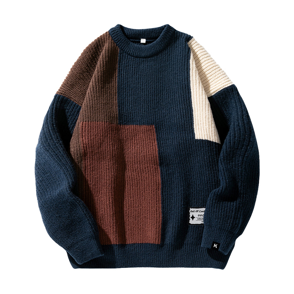 OOC' Thick Needle Texture Stitching Sweater