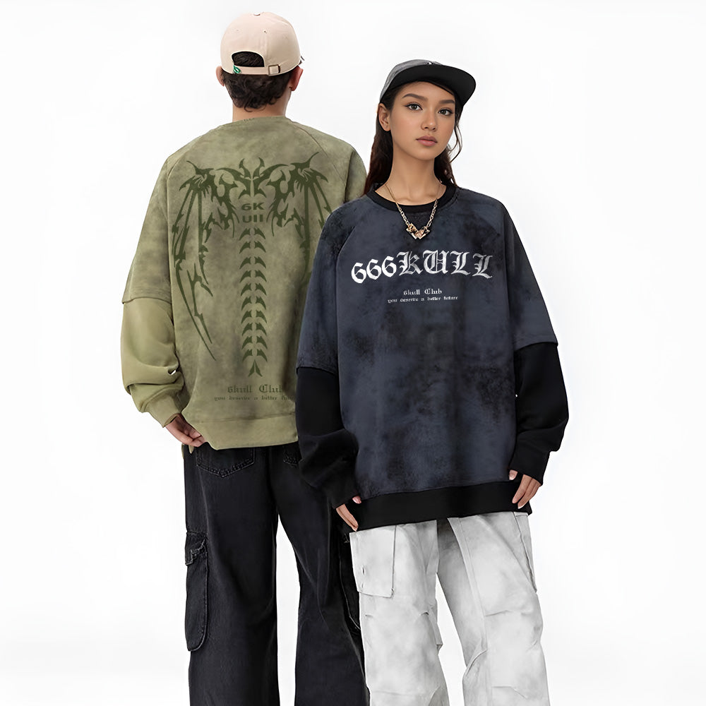 6Kull Bone Wing Splicing Sweatshirt